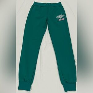 Kids Green Embroidered Sweatpants